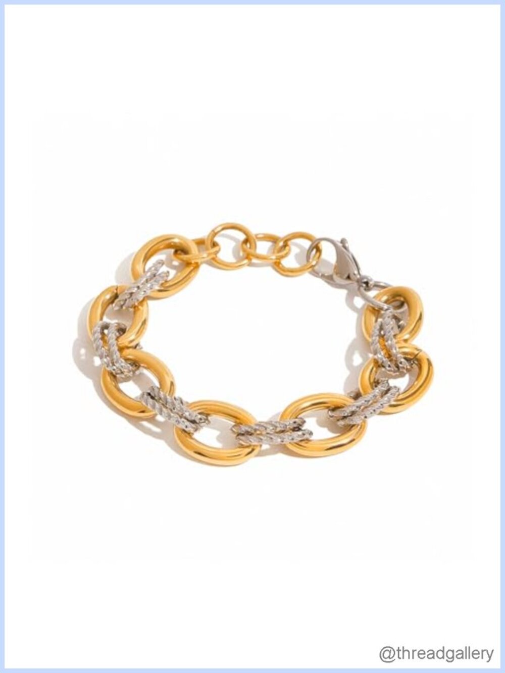 Stainless Steel Twisted Link Bracelet Gold & Silver Tone